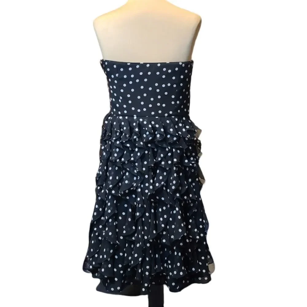 WHBM Strapless Polka Dot Ruffle Dress Size 4
